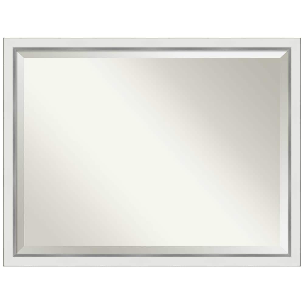 Medium Rectangle Satin Silver MetallicWhite Beveled Glass Modern Mirror (33 in. H x 43 in. W) price history on PriceWatchPro
