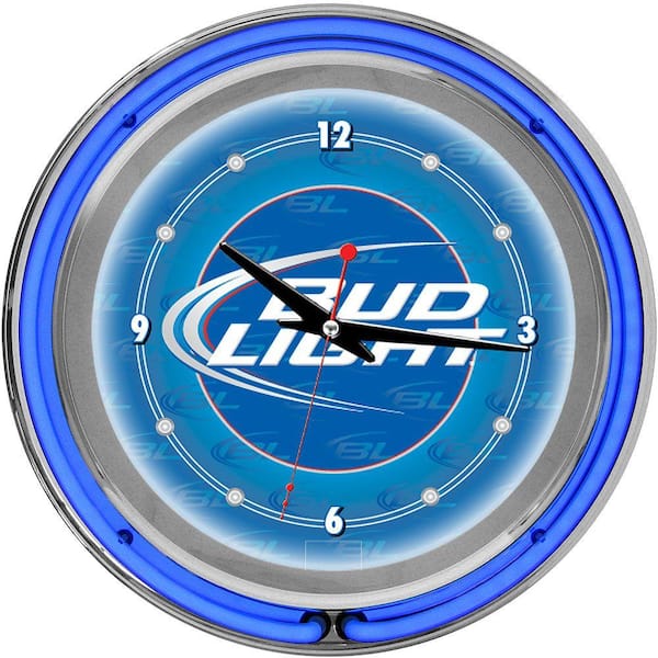 Trademark 14 in. Bud Light Blue Double Ring Neon Wall Clock-DISCONTINUED