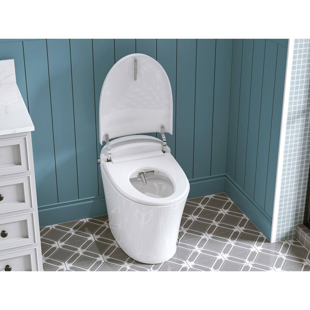 Elongated White Ceramic Smart Bidet Toilet with Dual Flush