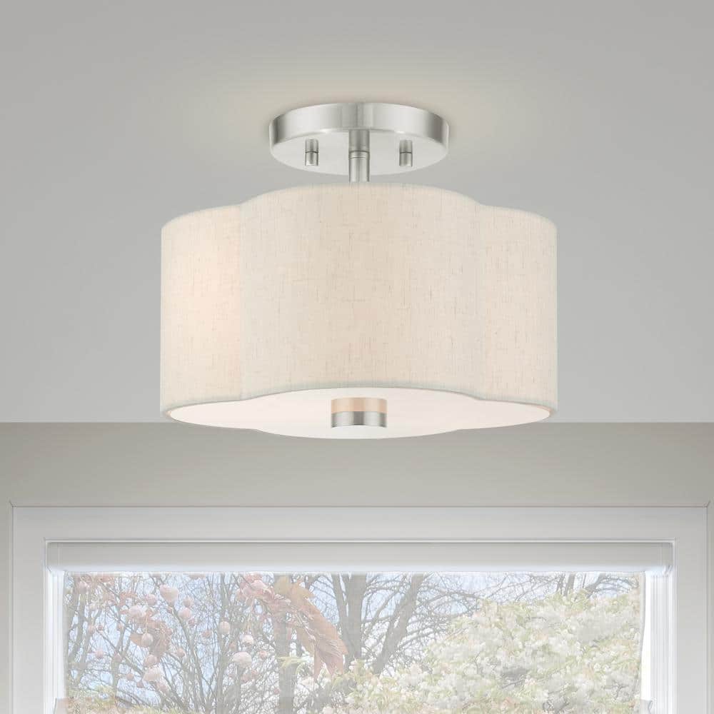 Solstice Brushed Nickel 2-Light LED Semi-Flush Drum Light