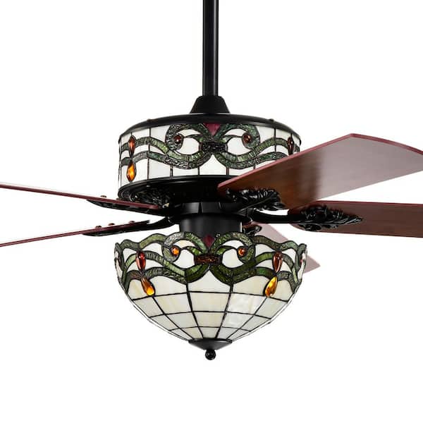 Warehouse of Tiffany Elke 52 in. 6-Light Indoor Matte Black Finish Ceiling Fan