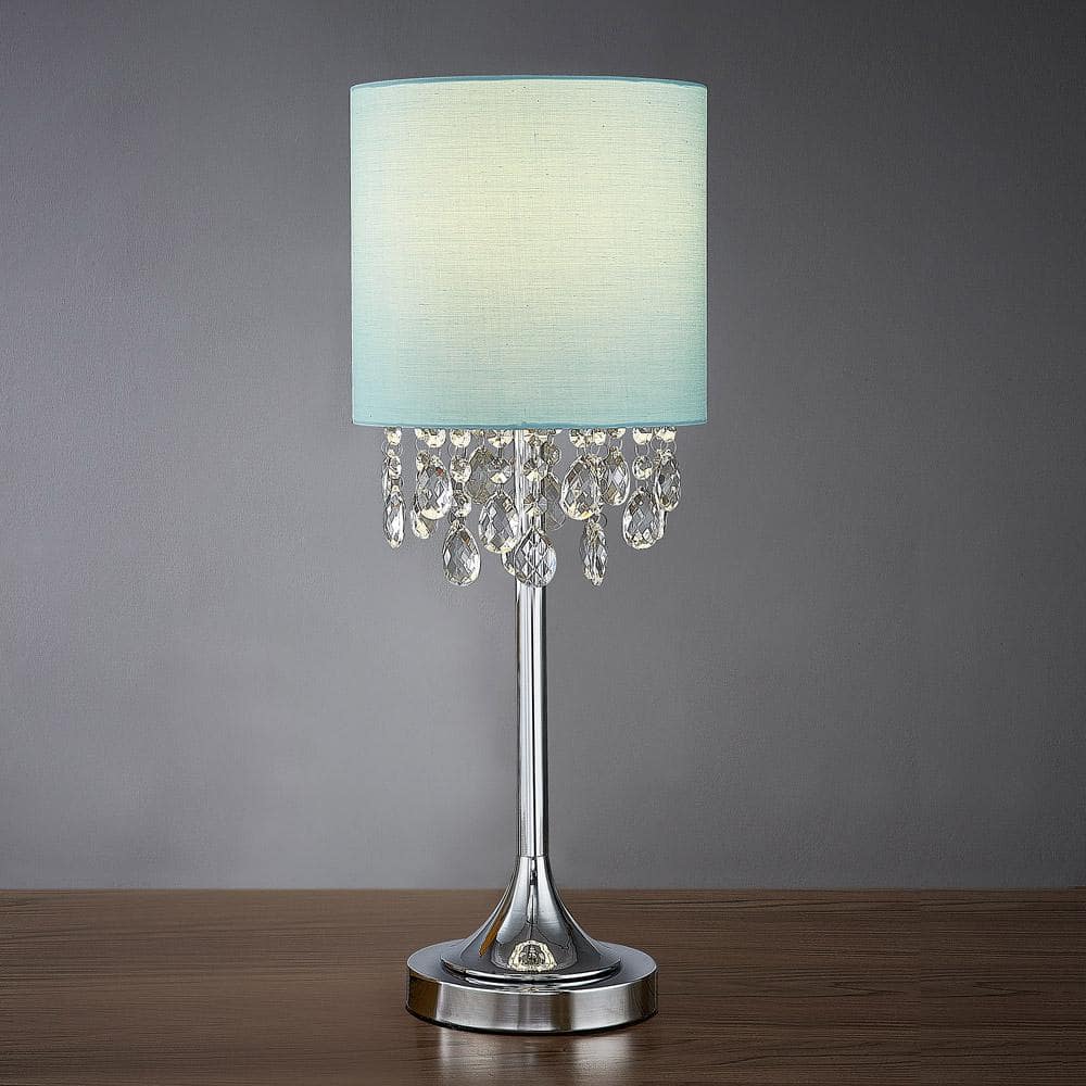 Florence 22" Blue Crystal Pendant Table Lamp with Chrome Base