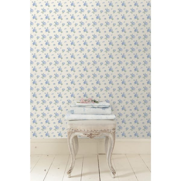 Ikat Rose Blue Small Print Wallpaper