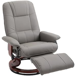 Grey PU Leather Adjustable Swivel Recliner Chair