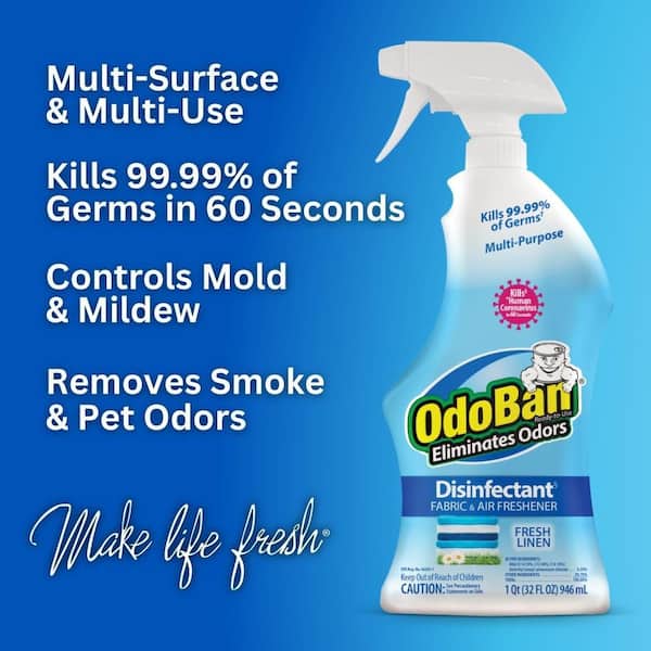 32 oz. Fresh Linen Multi-Purpose Disinfectant Spray, Odor Eliminator, Sanitizer, Fabric Freshener, Mold Control