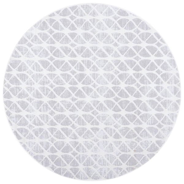 SAFAVIEH Amelia Gray/Ivory 7 ft. x 7 ft. Interlaced Geometric Round Area Rug