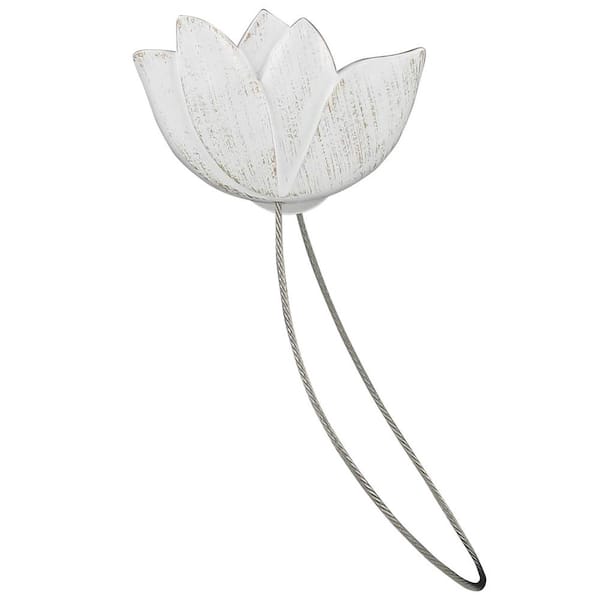 White/Gold Magnetic Resin Tulip Curtain Tie Back (Set of 2)
