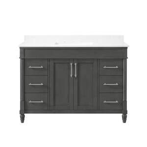 Layla 48 in. W Vanity in Iron Grey with Cultured Stone Vanity Top in White with White Basin