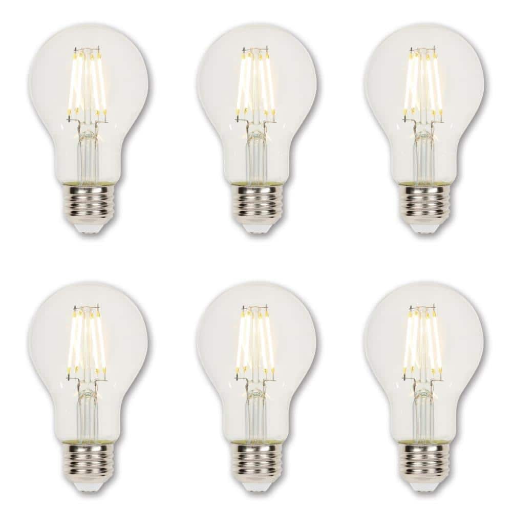 Westinghouse 60-Watt Equivalent A19 Dimmable Clear Edison Filament LED Light Bulb Soft White Light (6-Pack)