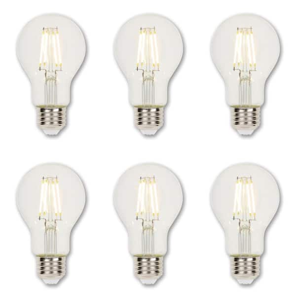 Westinghouse 40-Watt Equivalent A19 Dimmable Clear Edison Filament LED Light Bulb Soft White Light (6-Pack)
