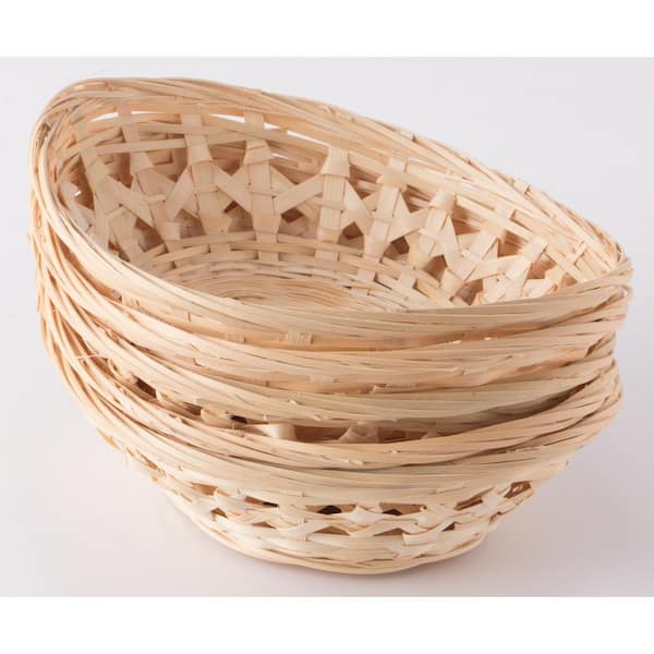 Vintage Oval Natural Bamboo Wicker Bread Basket Storage Hamper Display Trays New 