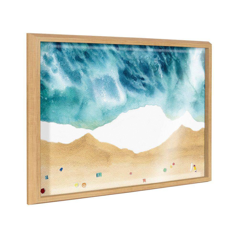North Shore Coastal Beach Print Framed Glass Wall Art, 18x24 Natural