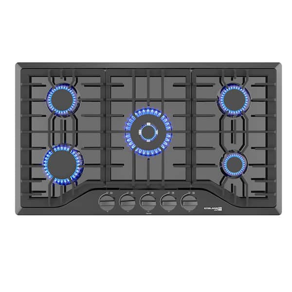 GASLAND Chef 36 in. NG/LPG Convertible Gas Cooktop in Porcelain Enamel with 5-Burners