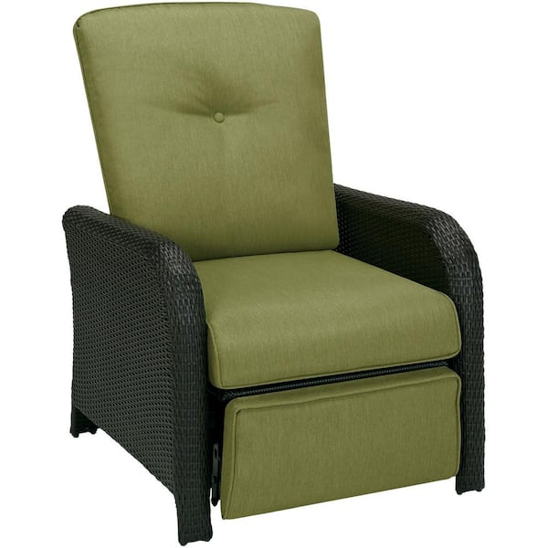 Hanover Strathmere 1-Piece Outdoor Reclining Patio Lounge Chair With  Cilantro Green Cushions Strathrec - The Home Depot