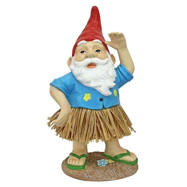 Design Toscano 12.5 in. H Hawaiian Hank Grass Skirt Gnome Statue