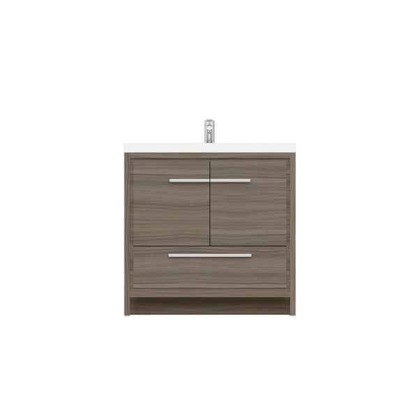 Alya Bath Sortino 36 in. W x 19 in. D Bath Vanity in Gray with Acrylic Vanity Top in White with White Basin