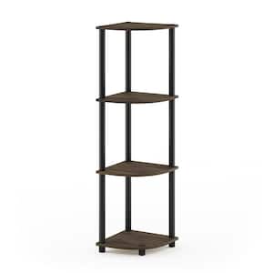 43.5 in. Tall Columbia Walnut/Black 4-Shelves Etagere Bookcases