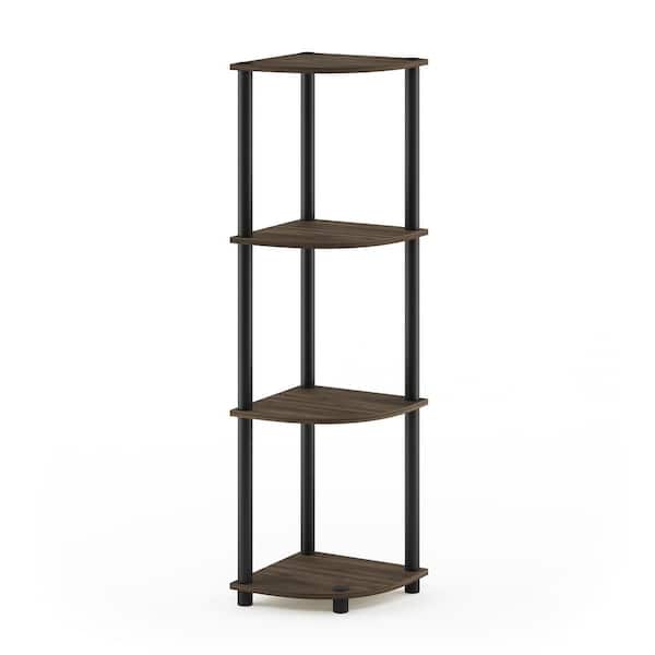 Furinno 43.5 in. Tall Columbia Walnut/Black 4-Shelves Etagere Bookcases