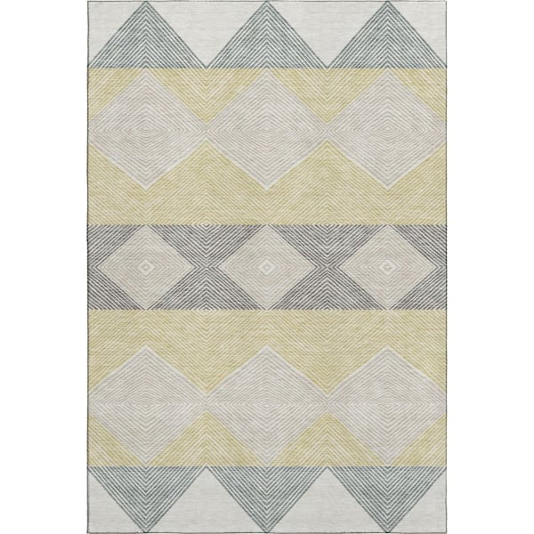 Mayfield Premium Machine Washable Abstract AMF2545 Ivory 5 ft. x 7 ft. 6 in. Area Rug