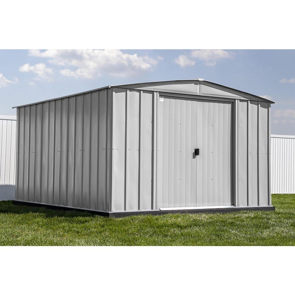 10 ft x 14 ft Flute Gray Steel Storage Shed
