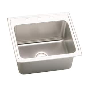 Lustertone Drop-In Stainless Steel 25 in. 3-Hole Single Bowl Kitchen Sink with 10 in. Bowls