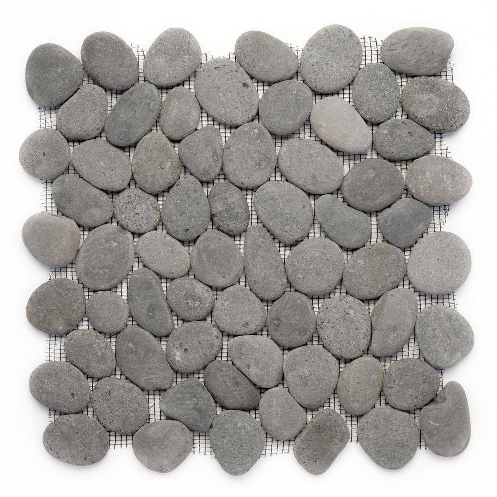 Solistone River Rock Gray 12 In X 12 In X 127 Mm Natural Stone Pebble Mosaic Floor And Wall Tile 10 Sq Ft Case 6009 The Home Depot