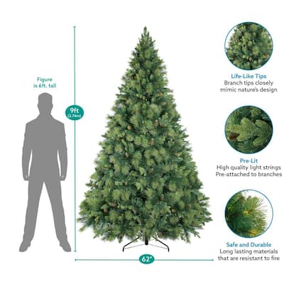 The Holiday Aisle® 9FT RGBY LED Waterfall Cone Tree Light With