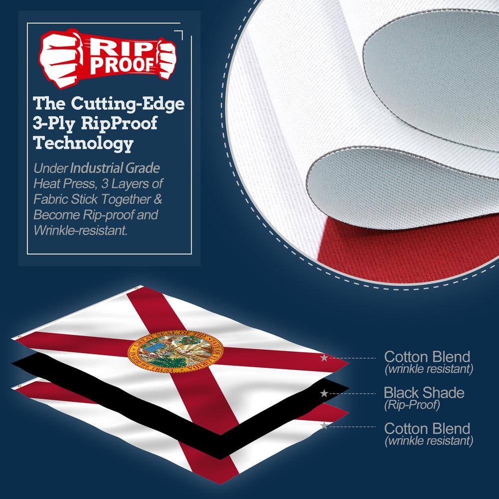Rip-Proof Double Sided 3-Ply Florida State Flag 3x5 Foot