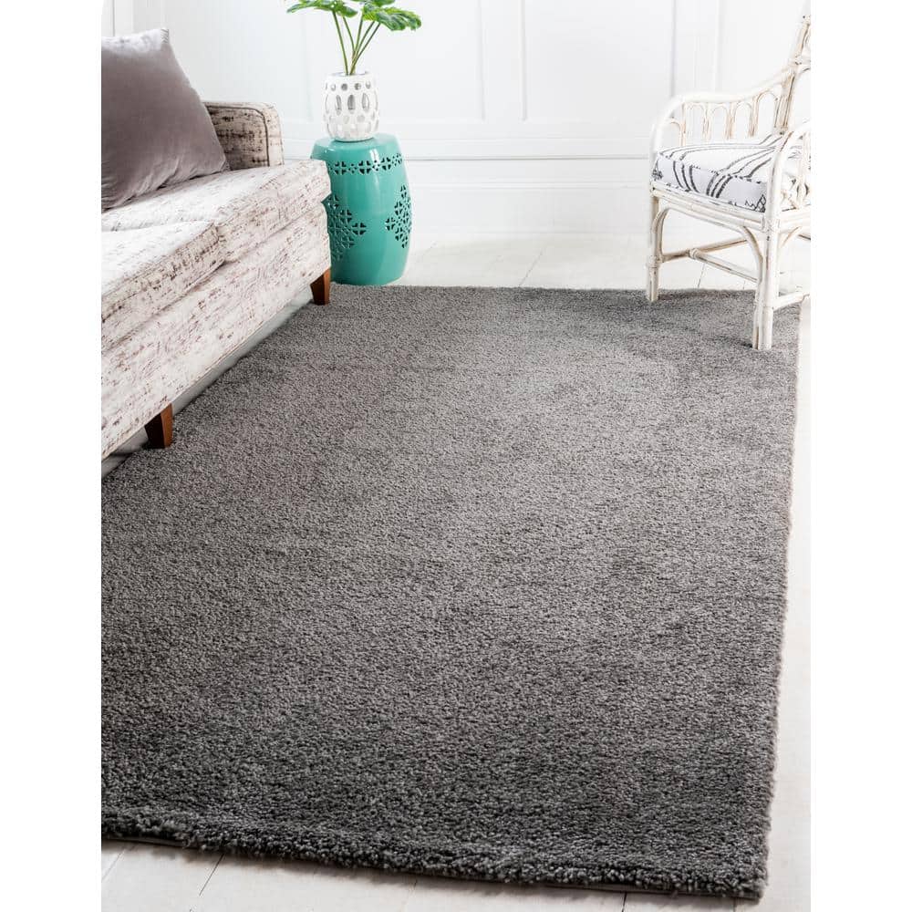 Gray High Pile Shag 8' x 10' Area Rug