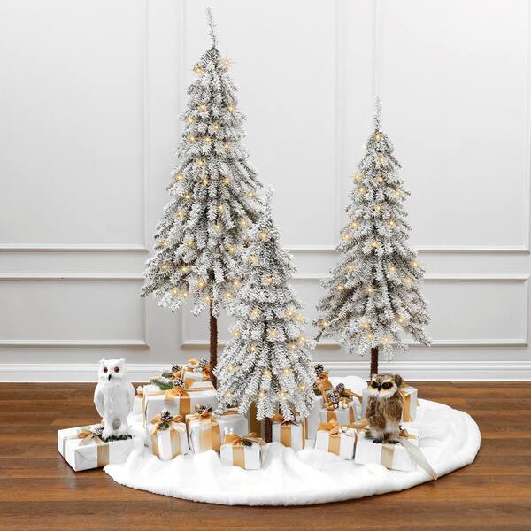 LuxenHome 60 in. H 3-Piece Snow-Flocked Sweeping Branches