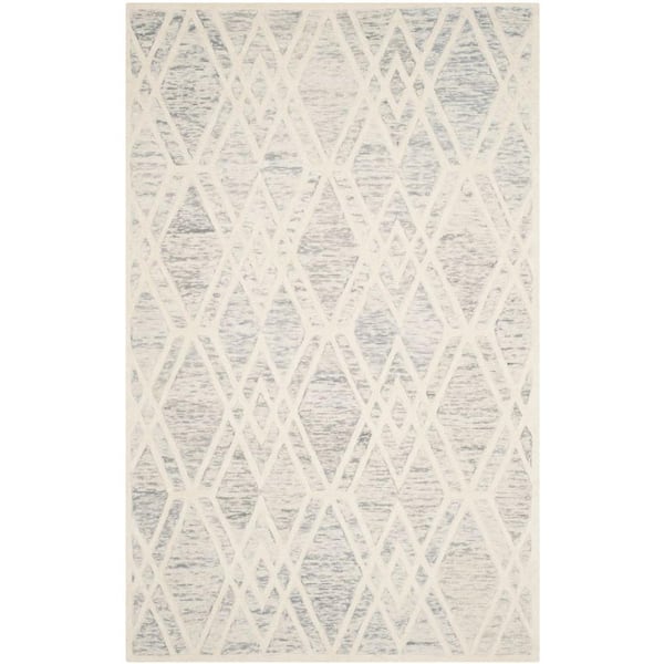 SAFAVIEH Cambridge Light Gray/Ivory 8 ft. x 10 ft. Border Distressed Diamonds Area Rug