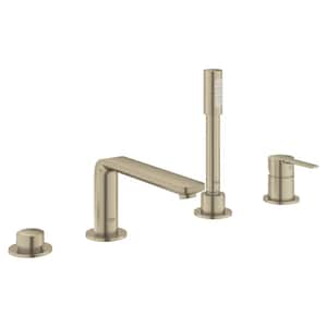 Lineare Single-Handle Deck Mount Roman Tub Faucet with Hand Shower and Tub/Shower Diverter in Brushed Nickel