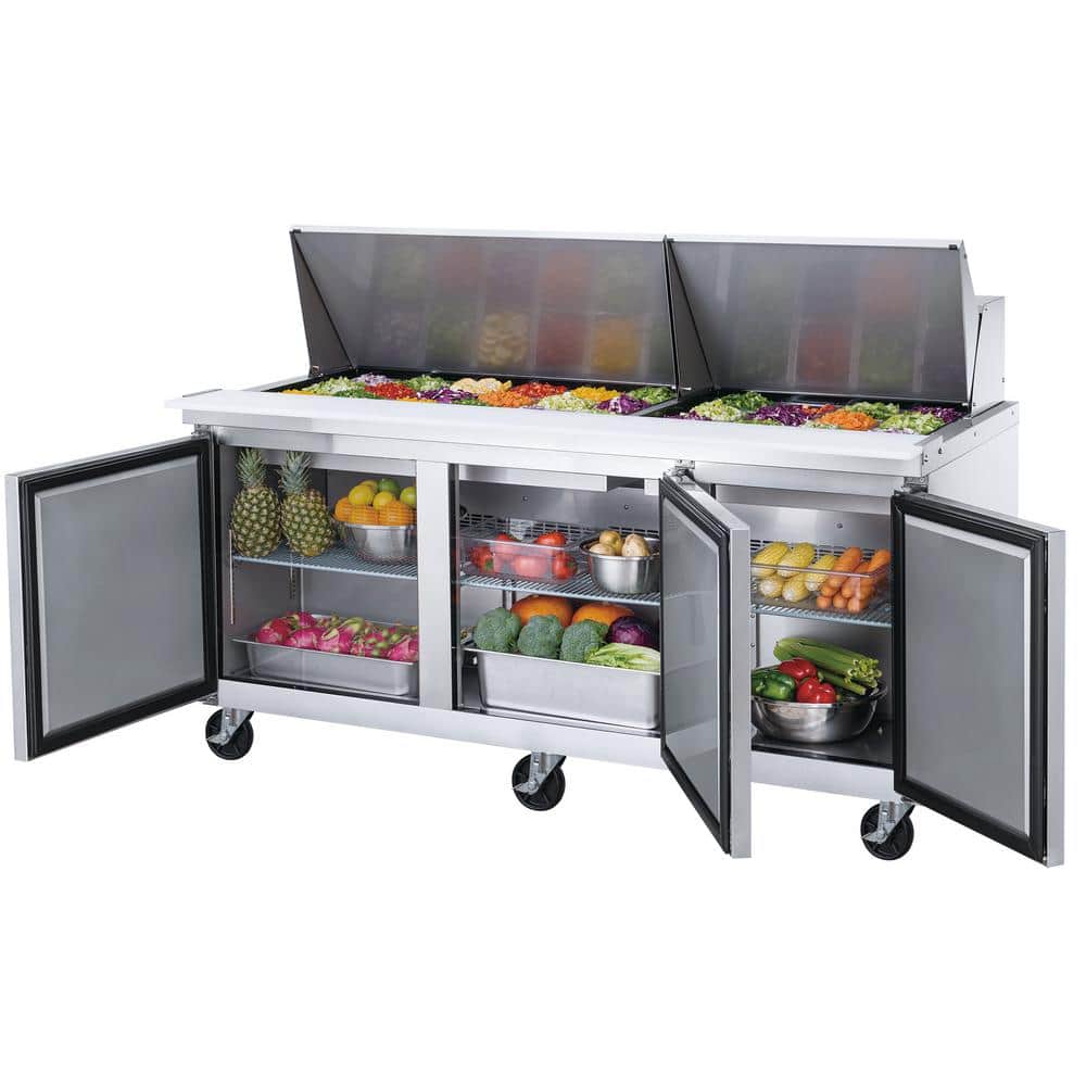 72.25" Stainless Steel 3-Door Commercial Food Prep Table