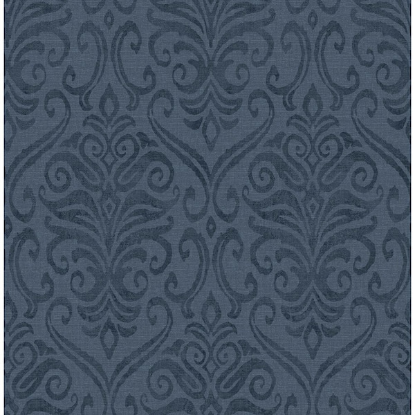 Adavu Blue Damask Wallpaper Sample