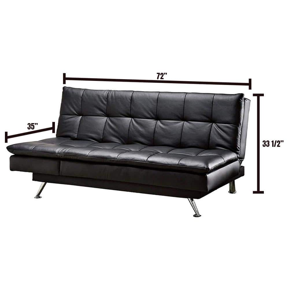 William S Home Furnishing Hasty Contemporary Style Black Futon Sofa Cm2750 The Home Depot