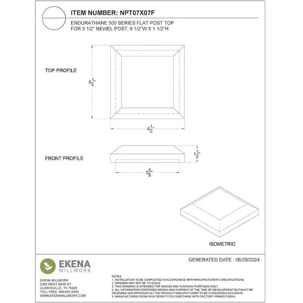 Ekena Millwork Endurathane 500 Series 1 in. H x 1 in. W White Resin Stair Railing Kit