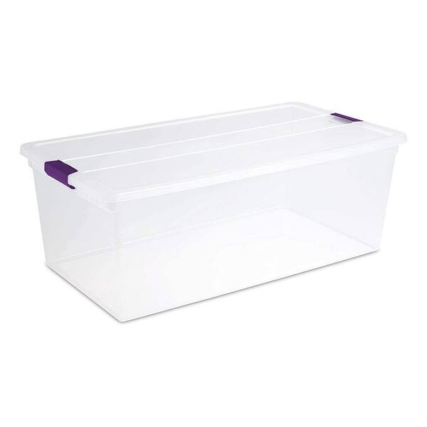 110-Qt. Clear Storage Organization Box w/Secure Latching Lid, (8 Pack)