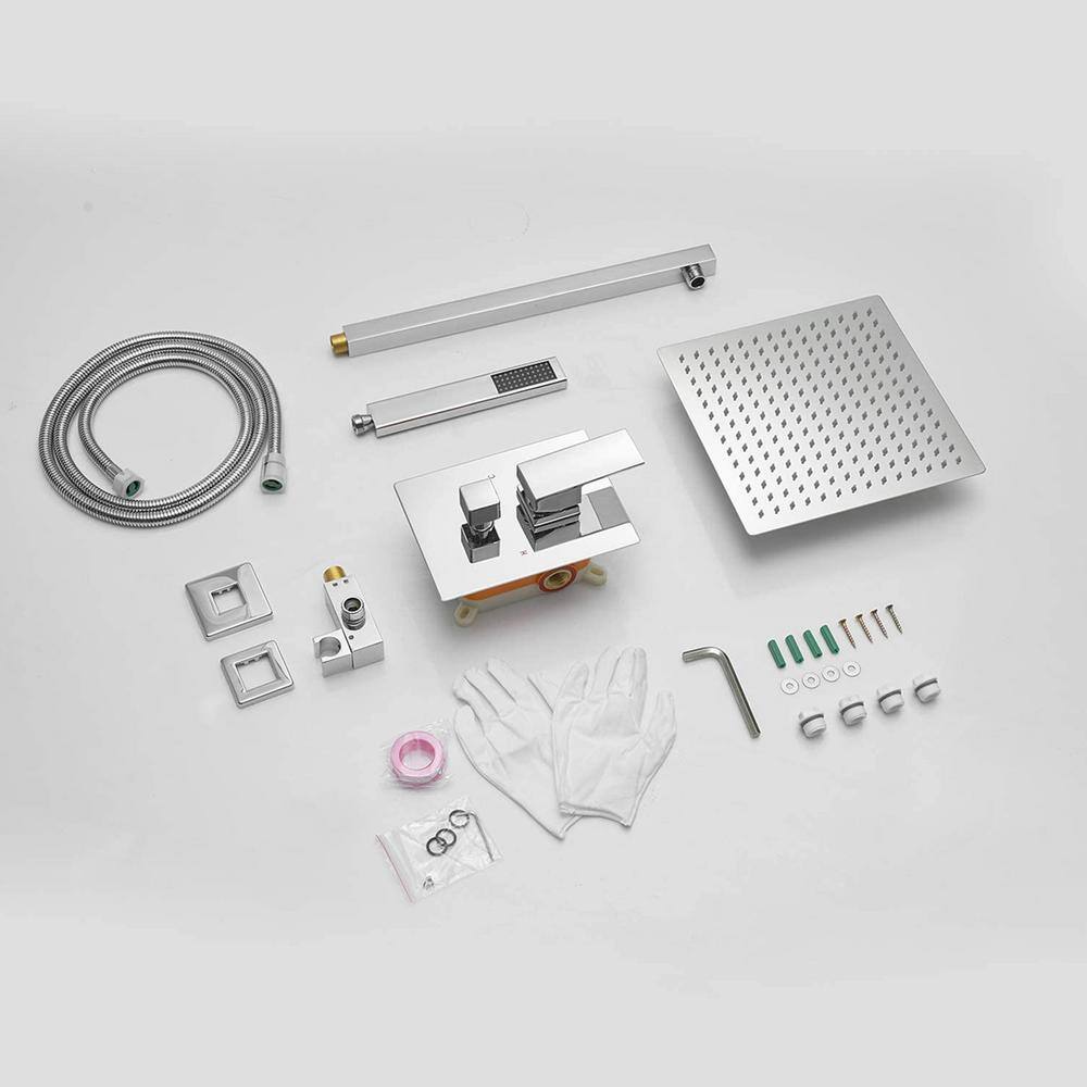 10 Inch Square Polished Chrome Rain Shower Combo Set