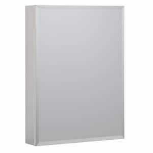 23 in. W x 30 in. H Satin Aluminum Recessed/Surface Mount Bathroom Medicine Cabinet with Mirror, 3 Glass shelves