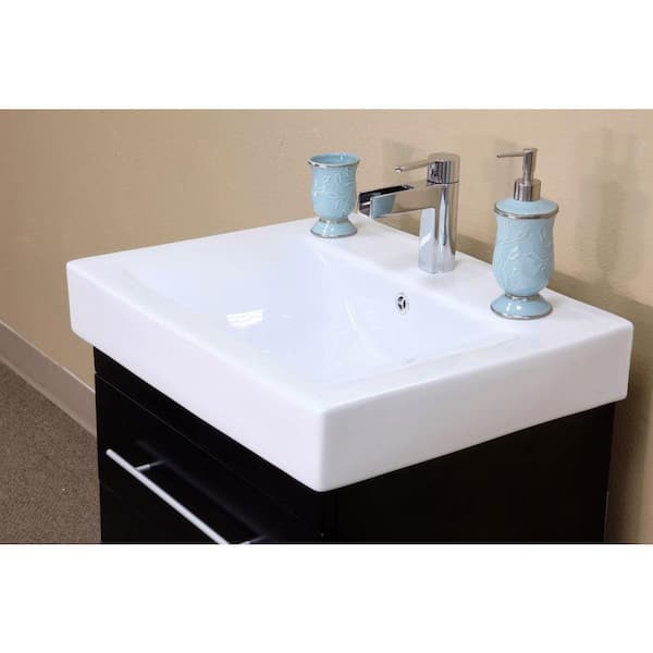 Lyon D 49 in. W Double Vanity in Black with Porcelain Vanity Top in White