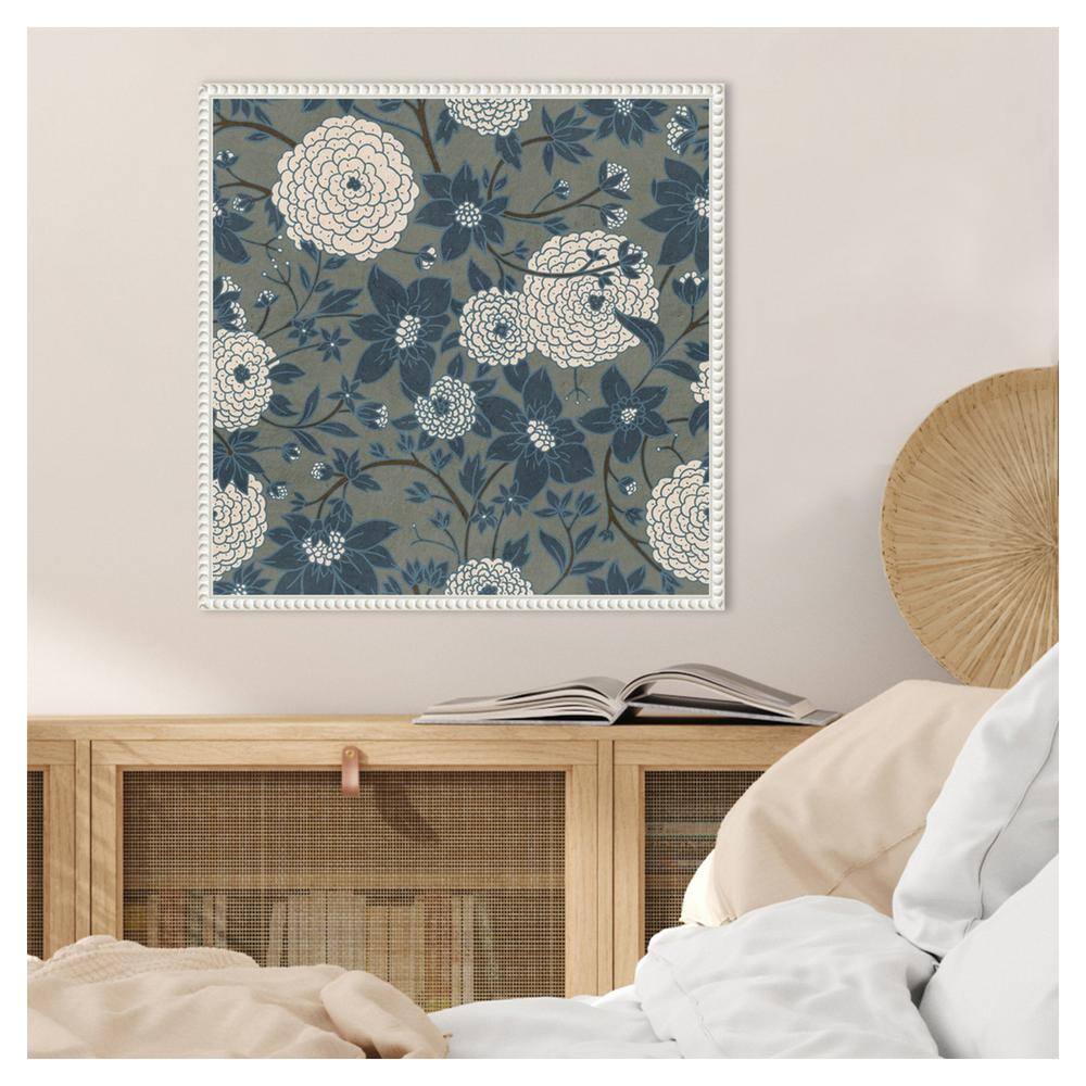 22" x 22" White Framed Abstract Floral Canvas Print