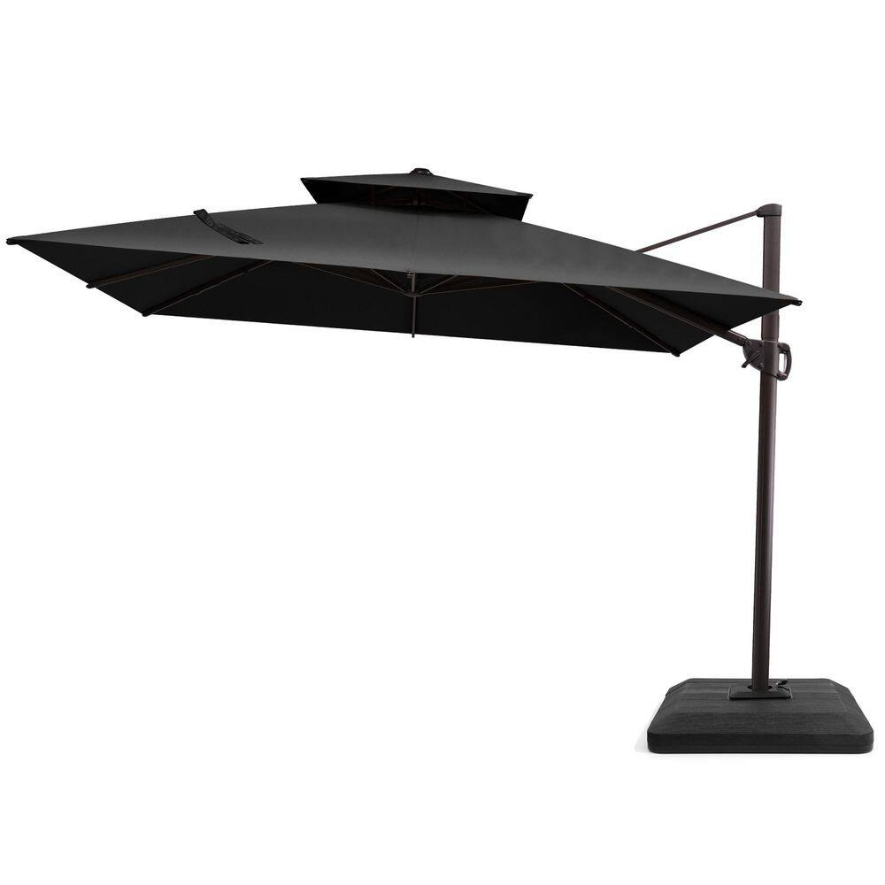 11.5 ft. Square Double-Top Cantilever-Offset 360° Rotation Tiltable Patio Umbrella in Black with Fillable Base price history on PriceWatchPro