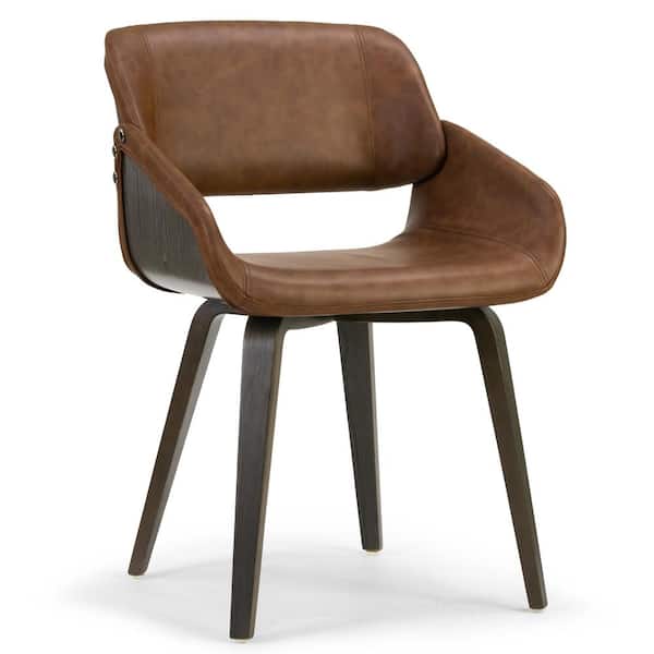 Glamour Home Amal Brown Upholstered Dining Chair with Grey Wood Accent and Bentwood Legs