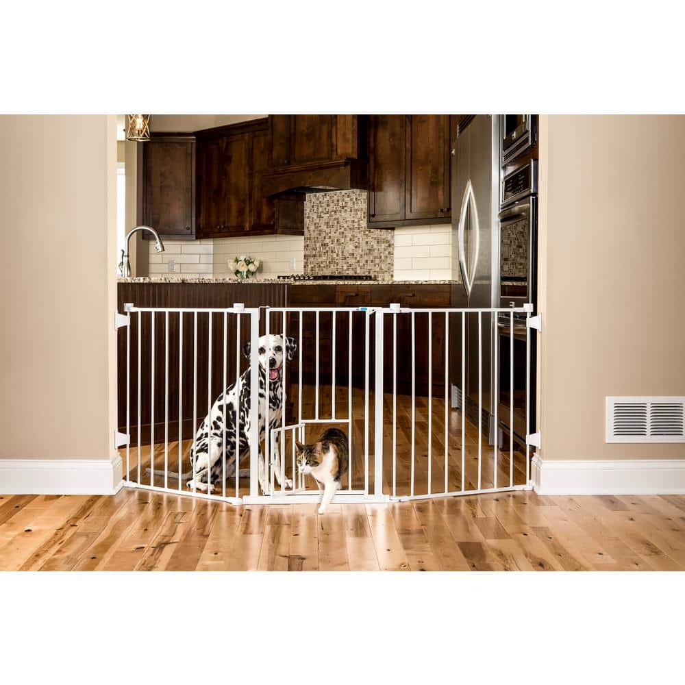 Carlson 30" H x 76" W White Metal Pet Gate with Small Door