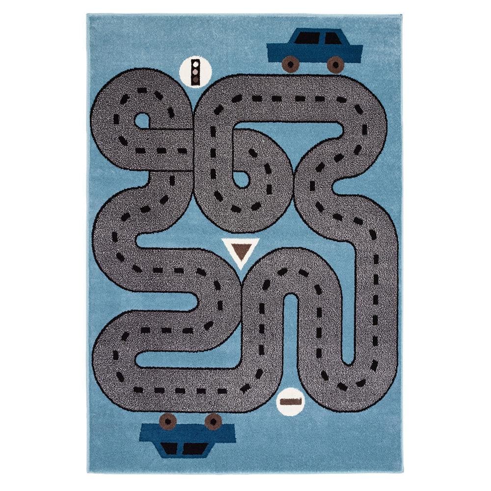Playful Soft Blue / Light Blue 4 ft. x 6 ft. Indoor Area Rug