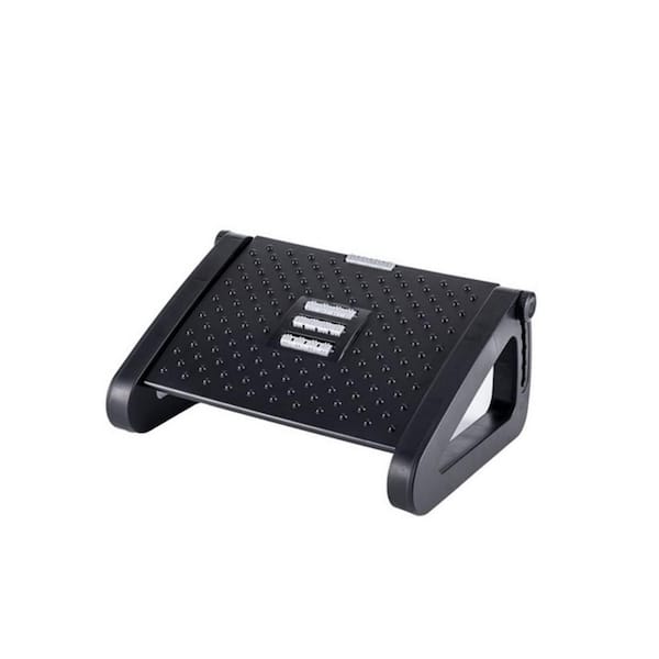 Angel Sar Black 6 Heights Adjustable Foot Rest with Massage Roller for Under Desk at Work