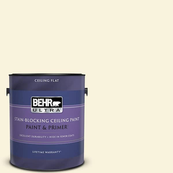 BEHR ULTRA 1 gal. #350A-1 Ruffled Clam Ceiling Flat Interior Paint with Primer