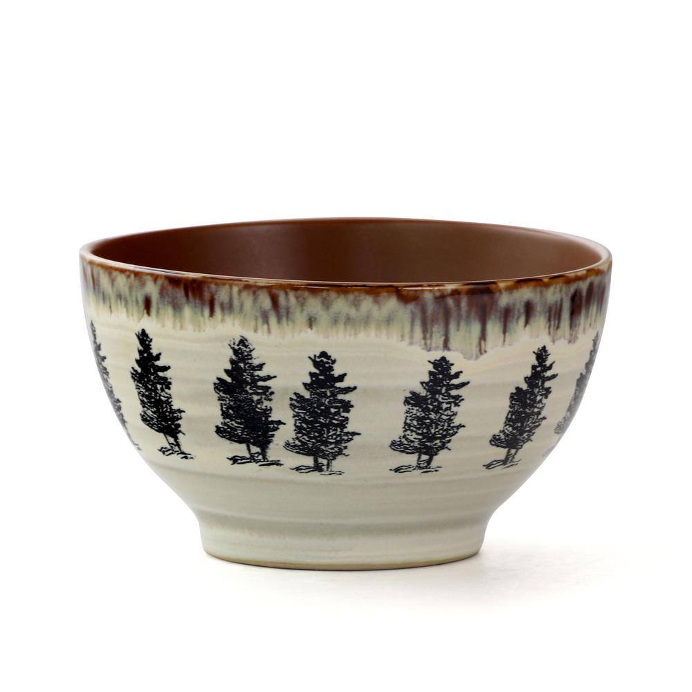 Majestic Wolf Taupe Ceramic Holiday Dinnerware Set for 4