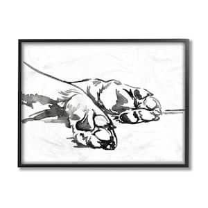 "Pet Animal Paws Minimal Ink Linework" by Jennifer Paxton Parker Framed Animal Texturized Art Print 24 in. x 30 in.