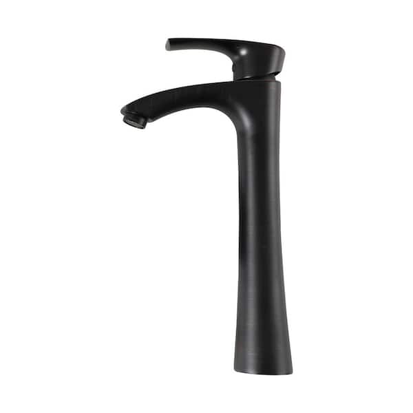 Logmey Bathroom Faucet Single Handle Single Hole Tall Vessel Sink Faucet with Supply Line in Oil Rubbed Bronze